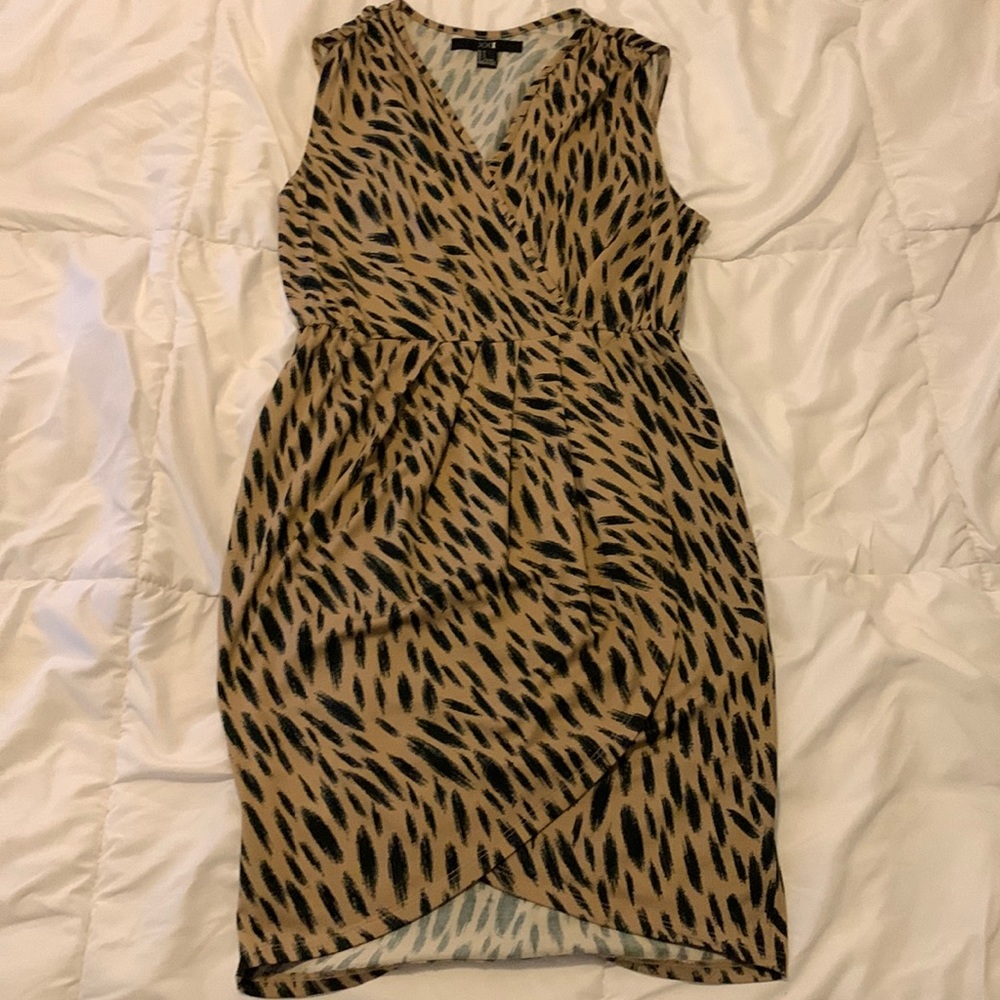 Animal print asymmetrical midi dress. Size S
